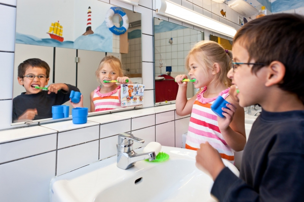 Natürlich werden nach dem Essen die Zähne geputzt